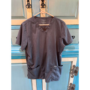 Women's Cherokee Gray Workwear Revolution Short Sleeve Scrub Top L